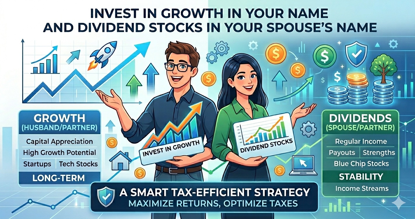 Invest in Growth in Your Name and Dividend Stocks in Your Spouse's Name: A Smart Tax-Efficient Strategy